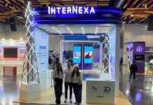InterNexa: Infraestructura de proximidad y baja latencia para la competitividad digital en Perú Paola Marzo, Gerente de Cuenta; Julián Idárraga, Product Line Manager y Daniela Rojas Market Manager de InterNexa Perú en el stand de APTC 2026.