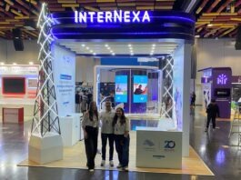 InterNexa: Infraestructura de proximidad y baja latencia para la competitividad digital en Perú Paola Marzo, Gerente de Cuenta; Julián Idárraga, Product Line Manager y Daniela Rojas Market Manager de InterNexa Perú en el stand de APTC 2026.