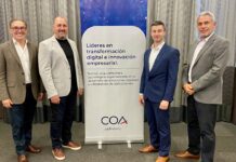 COA impulsa la IA y analítica avanzada para acelerar decisiones empresariales Leonardo Cucci, Sales Director para COA Latinoamérica; Carlos Pelloni, Senior Manager Data, IA y GRC para COA Latinoamérica; Hernán Curras, Senior Manager, Management Consulting para Latam y José Vidal, Country Sales Director COA Perú.