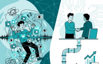 Más allá del Like: alinear el alcance de marketing con resultados de caja Ilustración sobre la diferencia entre métricas de vanidad en marketing digital y el flujo de ventas real en el sector IT B2B