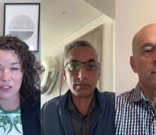 Inteligente por naturaleza: Sophos presenta su nueva suite de ciberseguridad con IA nativa Alex Rose (Expèrta), Raja Patel (Presidente) y Joe Levy (CEO de Sophos) en la videoconferencia de lanzamiento de Sophos Fusion.
